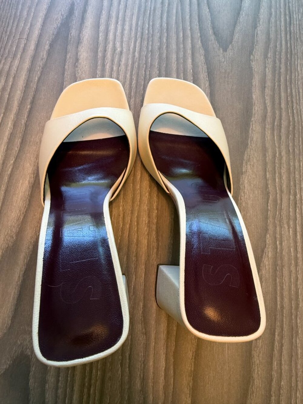 STAUD Sloane Beige Block Heel Slide Sandals - Picture 4 of 4